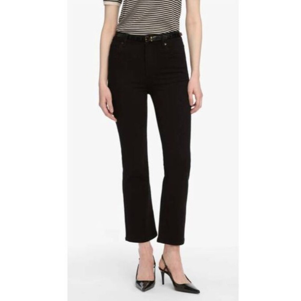 Frame Denim Women's Jeans The Reboot Crop High Rise Boot Cut Jeans Black size 25